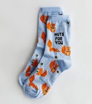 New Look Bright Blue Nuts for You Squirrel Socks